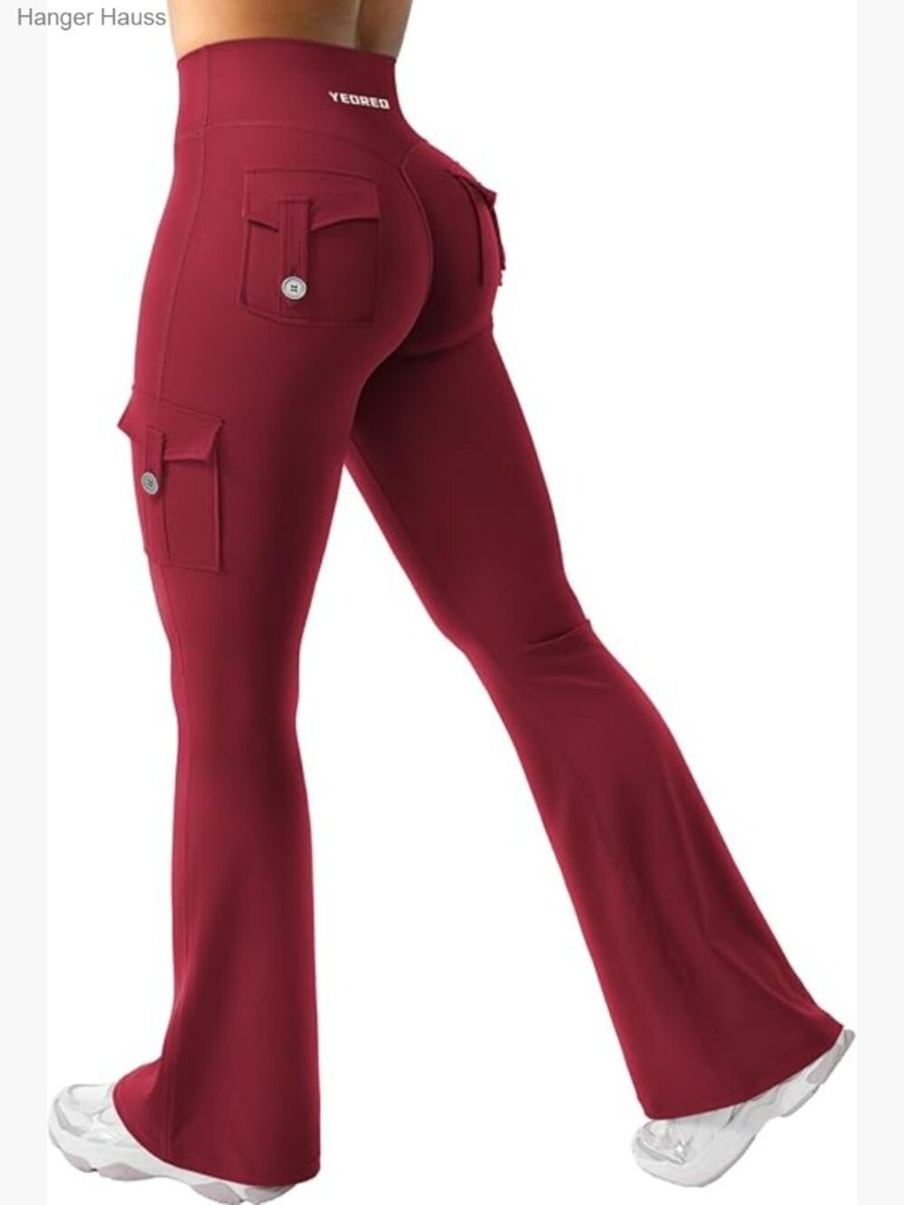 High Waisted Flare Leggings with Pockets Hidden Scrunch No Front Seam